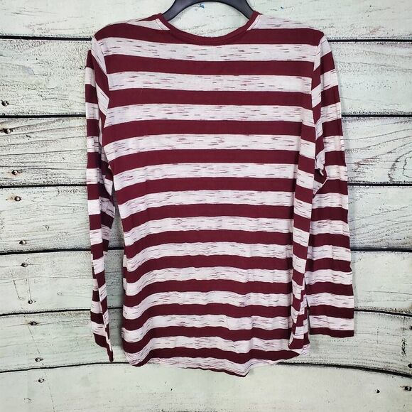 Como Vintage Perfect Tee Size 1x Plus Burgundy/White Stripe LS Shirt - Picture 5 of 9